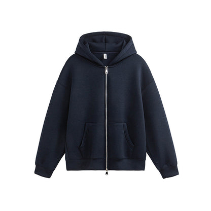 Unisex Loose Fit Zip-Through Jacket Dual Zipper