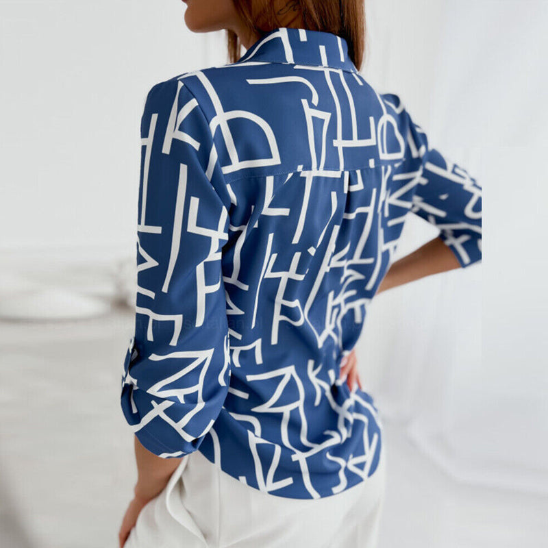 Women's blouse with pattern and button placket