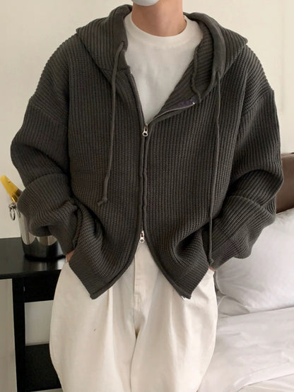 Men’s Zip-Through Cardigan Hoodie Zipper Closure