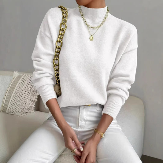 Women’s Knitted Pullover Sweater with Long Sleeves