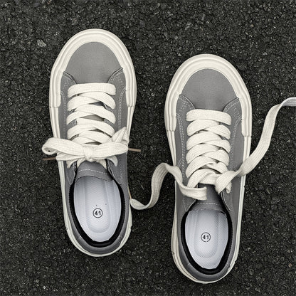 Unisex Canvas Platform Lace-up Casual Shoes