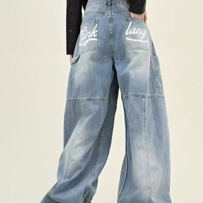 Women’s High-waist Wide-leg Printed Jeans