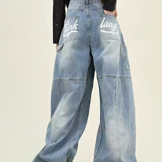 Women’s High-waist Wide-leg Printed Jeans