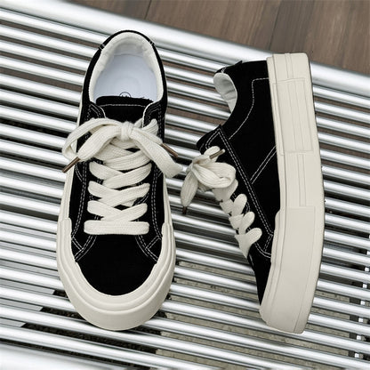 Unisex Canvas Platform Lace-up Casual Shoes