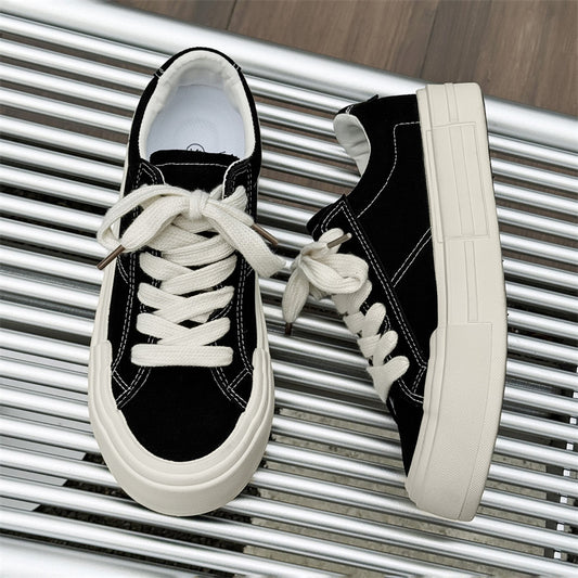 Unisex Canvas Platform Lace-up Casual Shoes