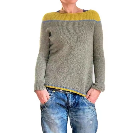 Knitted sweater with contrasting shoulder design