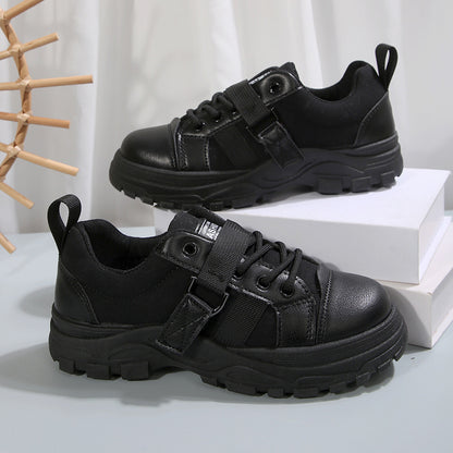 Lace-up Canvas Shoes with Hook Design and Thick Sole