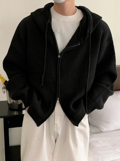 Men’s Zip-Through Cardigan Hoodie Zipper Closure