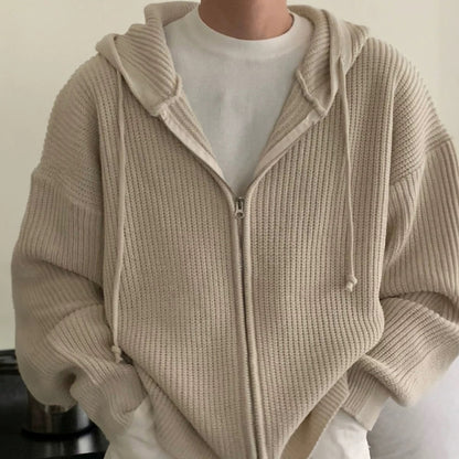 Men’s Zip-Through Cardigan Hoodie Zipper Closure