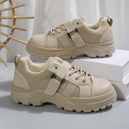 Lace-up Canvas Shoes with Hook Design and Thick Sole