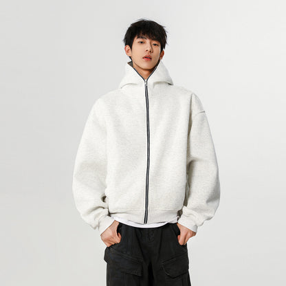 Loose-fit hooded jacket with full-zip closure