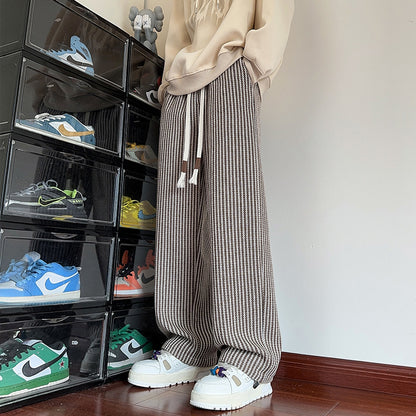 Unisex Straight-Leg Pants Adjustable Drawstring Waist